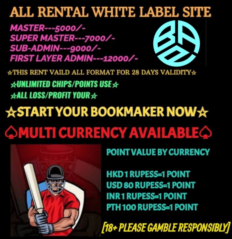 ONLINE CRICKET BETTING ID AVAILABLE DL MDL SMDL MASTER ID SUPER MASTER ID ADMIN ID AVAILABLE 