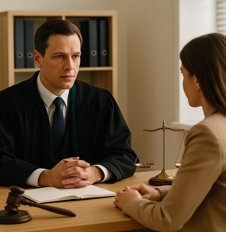 İstanbul ceza avukatı ile müvekkil arasında hukuki danışma görüşmesini temsil eden profesyonel görse