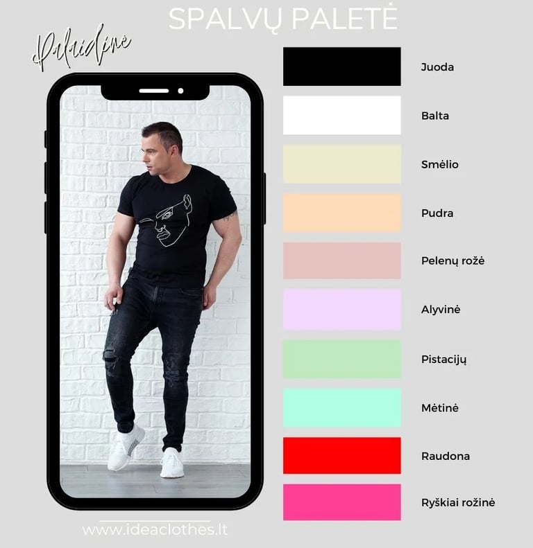 Vyras juoda palaidine. Audinio spalvų paletė