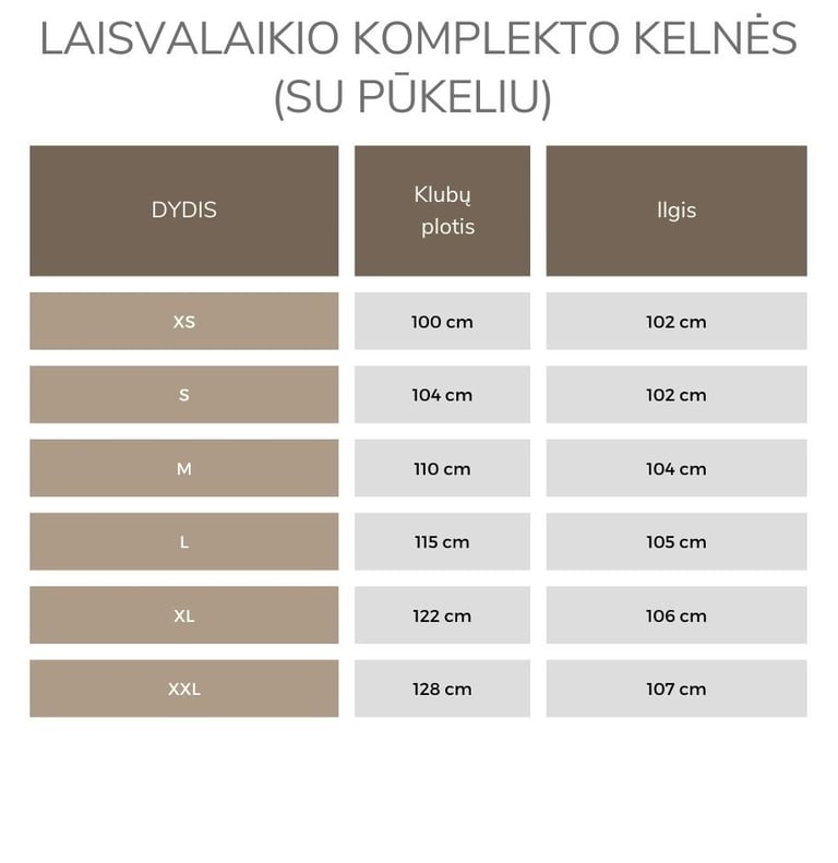 Kelnių išmatavimai