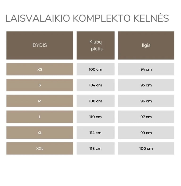 Kelnių išmatavimai