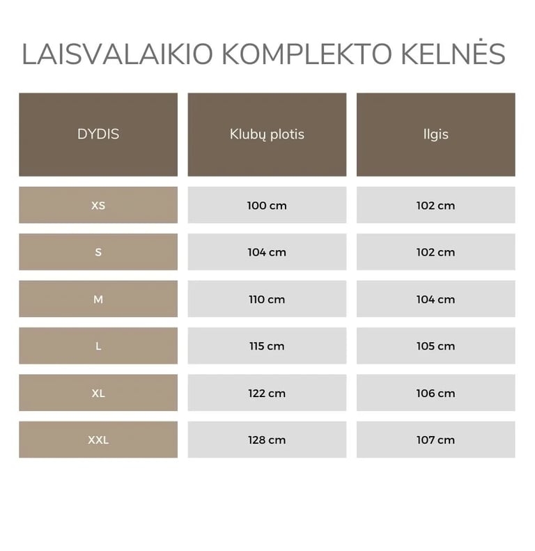 Kelnių išmatavimai