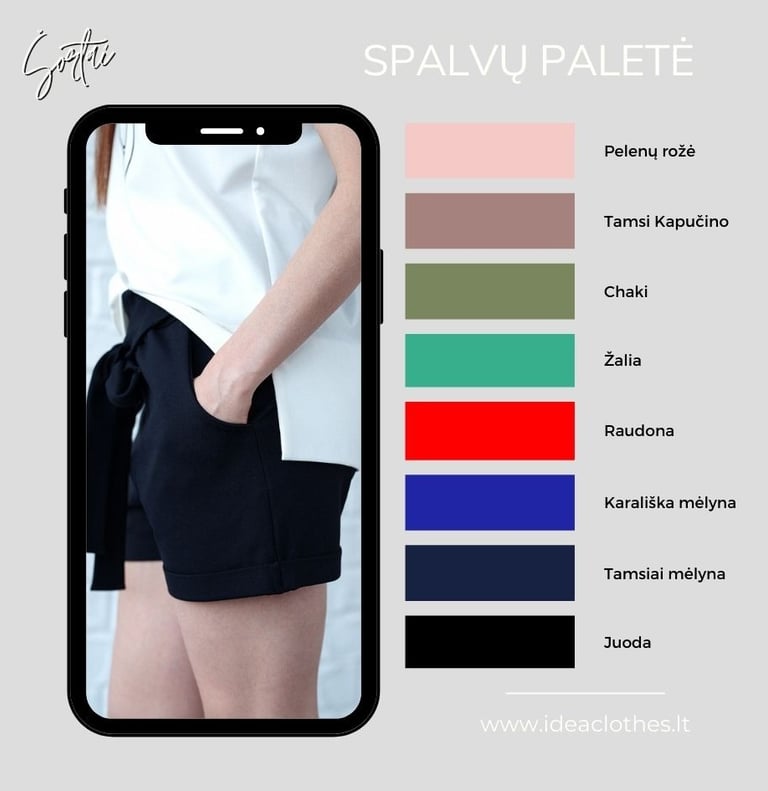 Šortų audinio spalvos