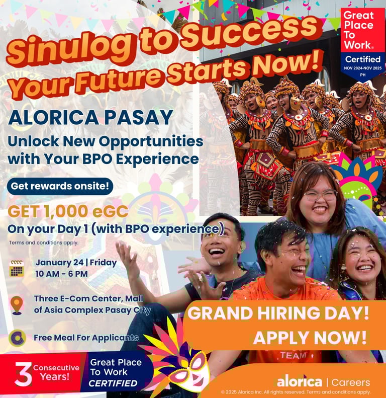 Alorica MOA Pasay BPO Call Center JObs Hiring Non Voice WFH Work From Home Content Moderator Chat