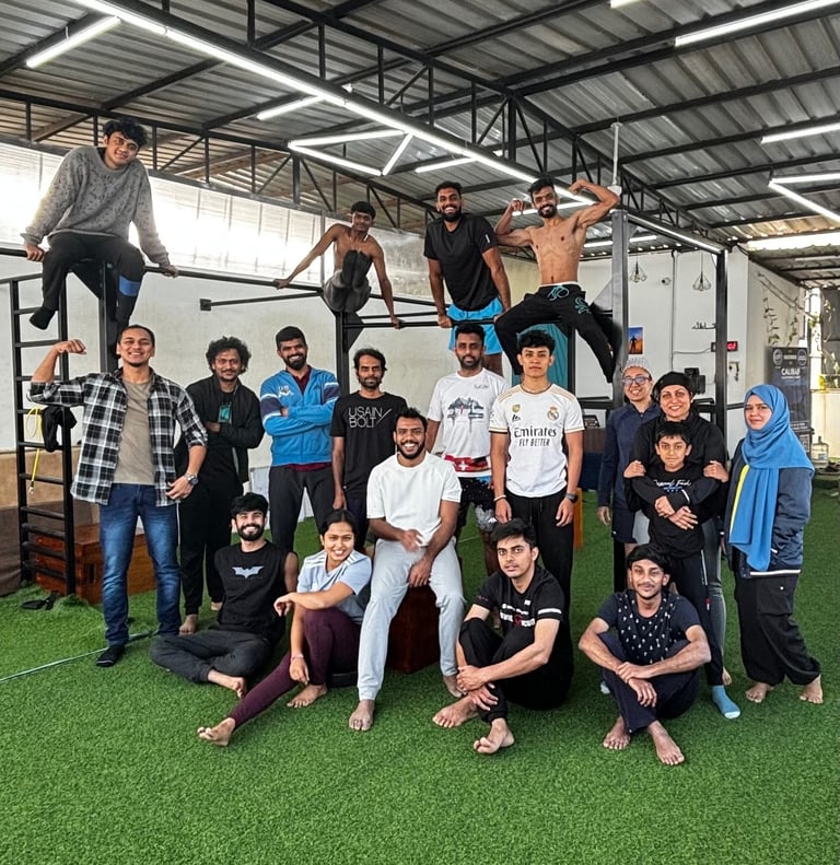 CALIBAF calisthenics community members at Kalyan Nagar Bangalore