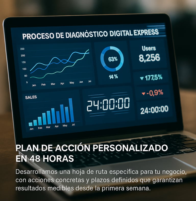 Proceso de diagnóstico digital express para consultoría inmediata con análisis de métricas en tiempo