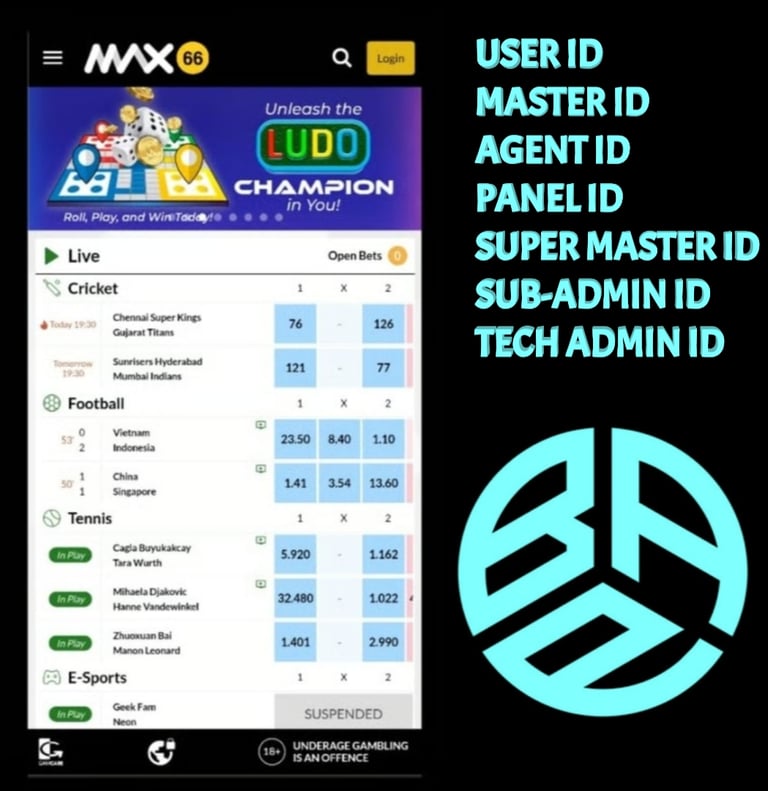 ONLINE CRICKET BETTING ID AVAILABLE DL MDL SMDL MASTER ID SUPER MASTER ID ADMIN ID AVAILABLE 