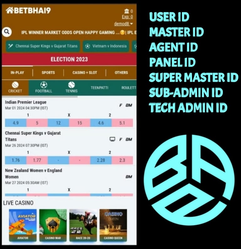 ONLINE CRICKET BETTING ID AVAILABLE DL MDL SMDL MASTER ID SUPER MASTER ID ADMIN ID AVAILABLE 