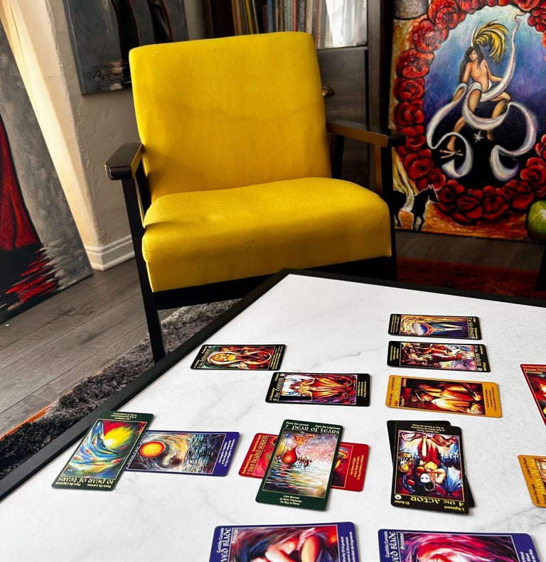 Career Tarot reading table with cards spread Los Angeles CA 90036