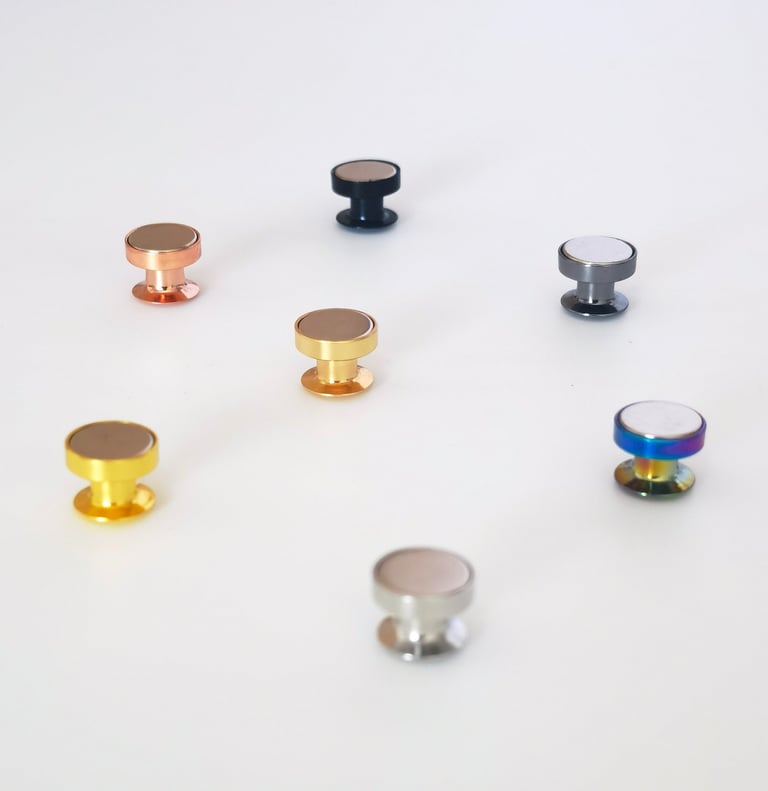 Enamel Pin-to-Magnet Adapters with different plating metal colors