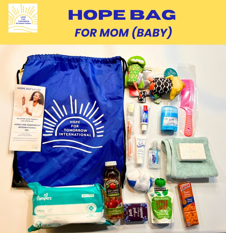 Bag with personal items to give to homeless