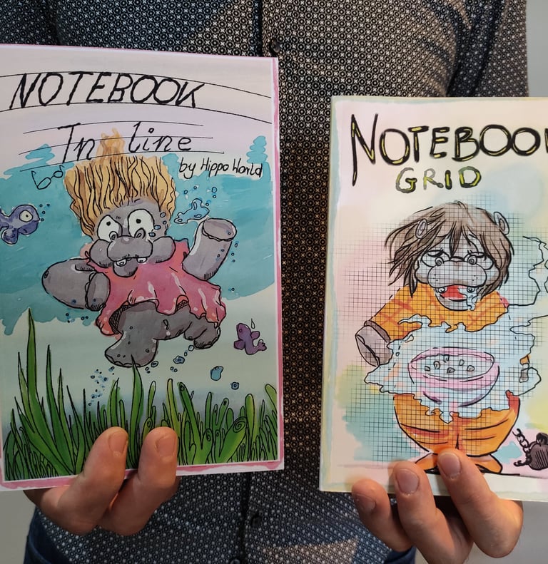 a person holding a notebook with a notebook and notebook