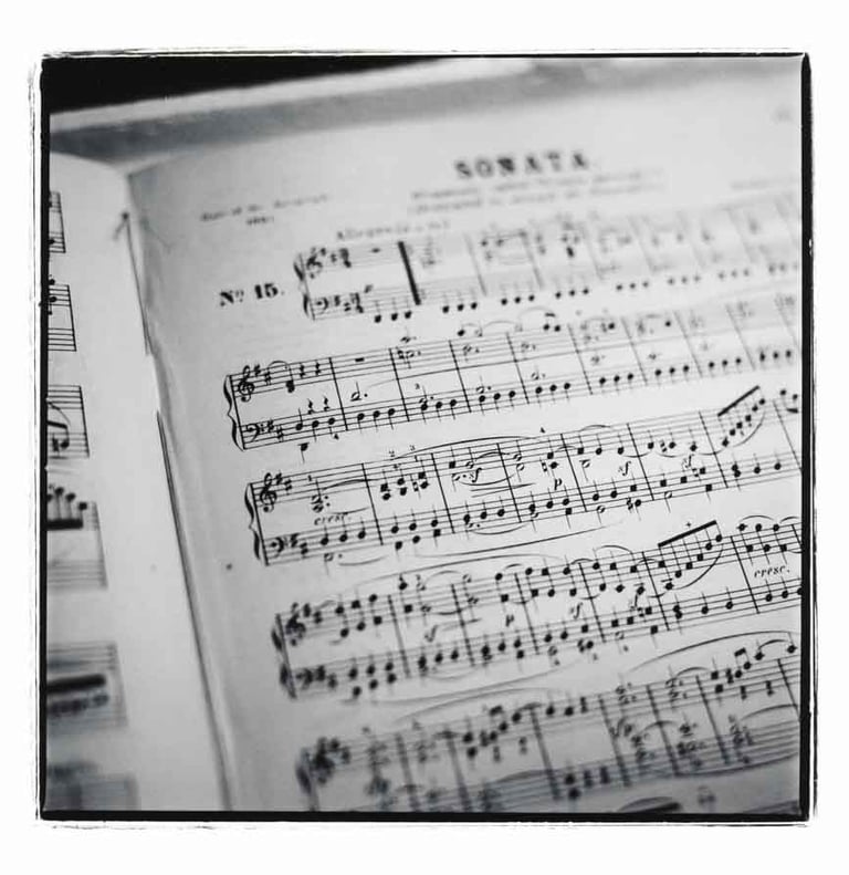 Music sheet with Beethoven's sonata s fine art photography piece for sale.