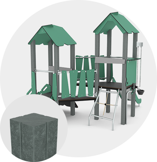 Žaidimų aikštelių kompleksai iš medienos kompozito