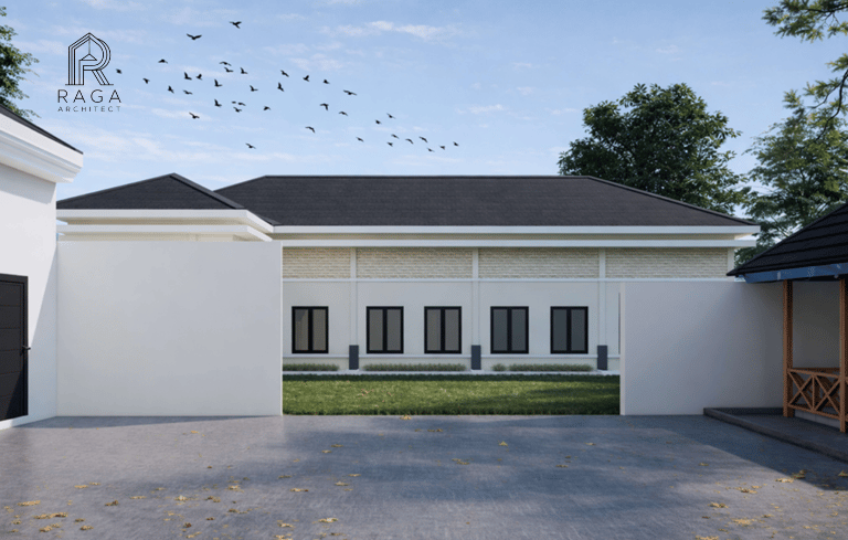 Taman depan hunian tropis modern karya Raga Architect untuk Mr. Rico di Lampung