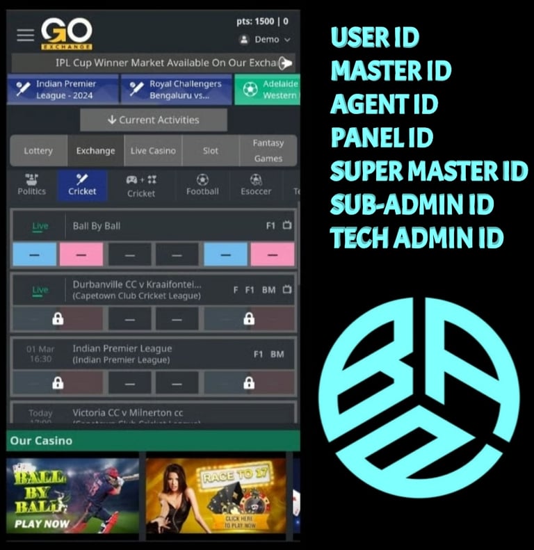 ONLINE CRICKET BETTING ID AVAILABLE DL MDL SMDL MASTER ID SUPER MASTER ID ADMIN ID AVAILABLE 