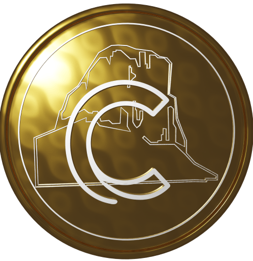 a gold coin with a map of the city