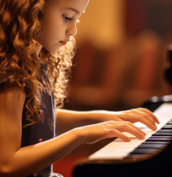 Little girl playing piano