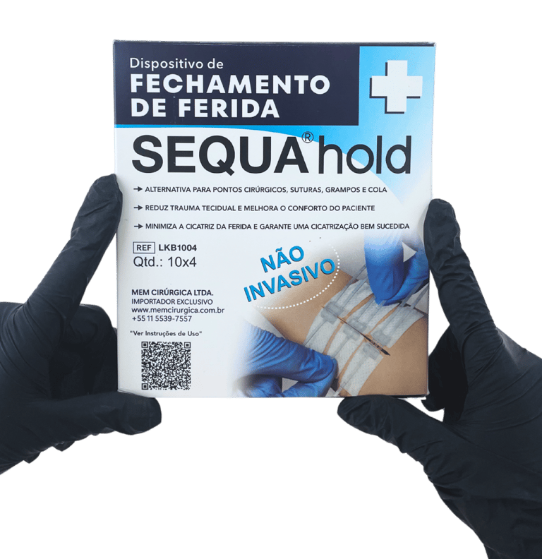 Caixa do Sequa Hold , dispositivo de fechamento de feridas e incisões não invasivo, ponto falso