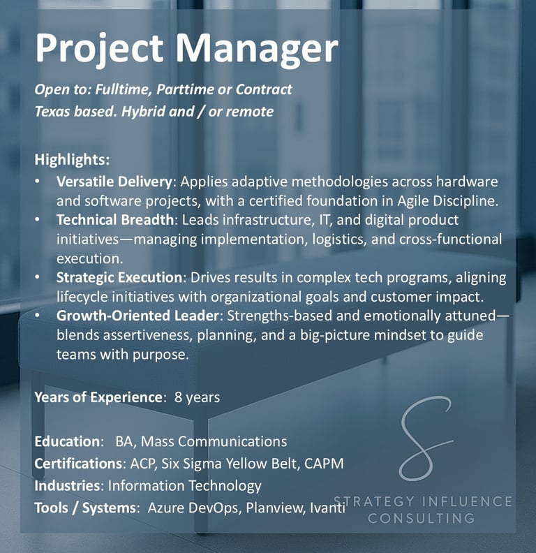 Project Manager for hire