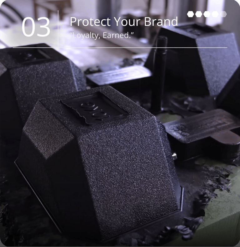 Our quality-controlled process for manufacturing durable rubber dumbbells for our retail partners.