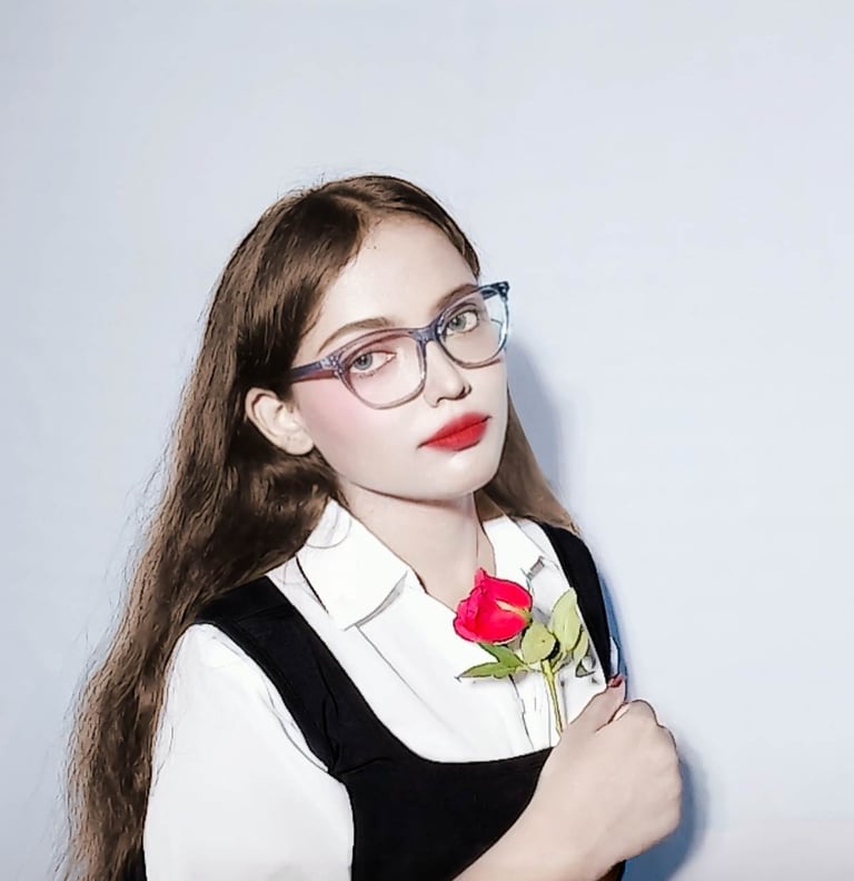 Noor Arin journalist portrait with glasses and neutral background