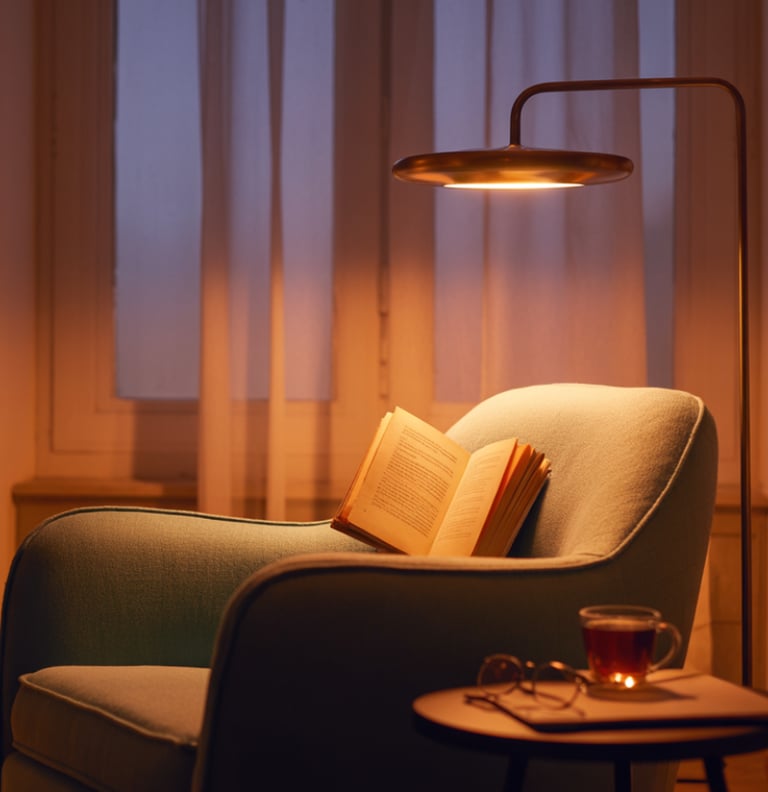 A bench with ideal height and depth, feet resting flat, cushions providing back support, visual focu