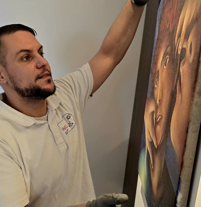 tableau accroché par wellart transport