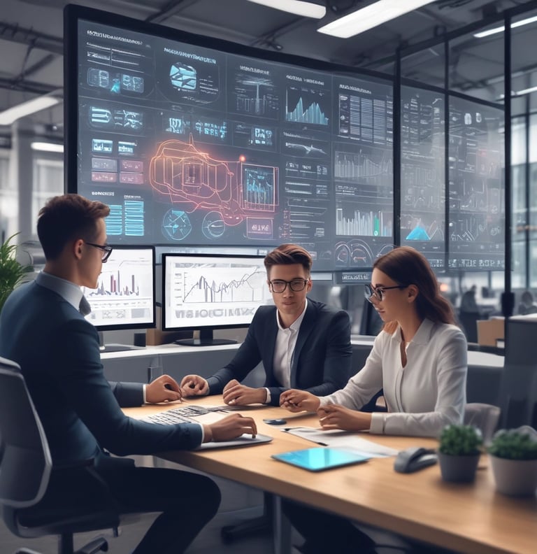 A modern office environment showcasing technology solutions.