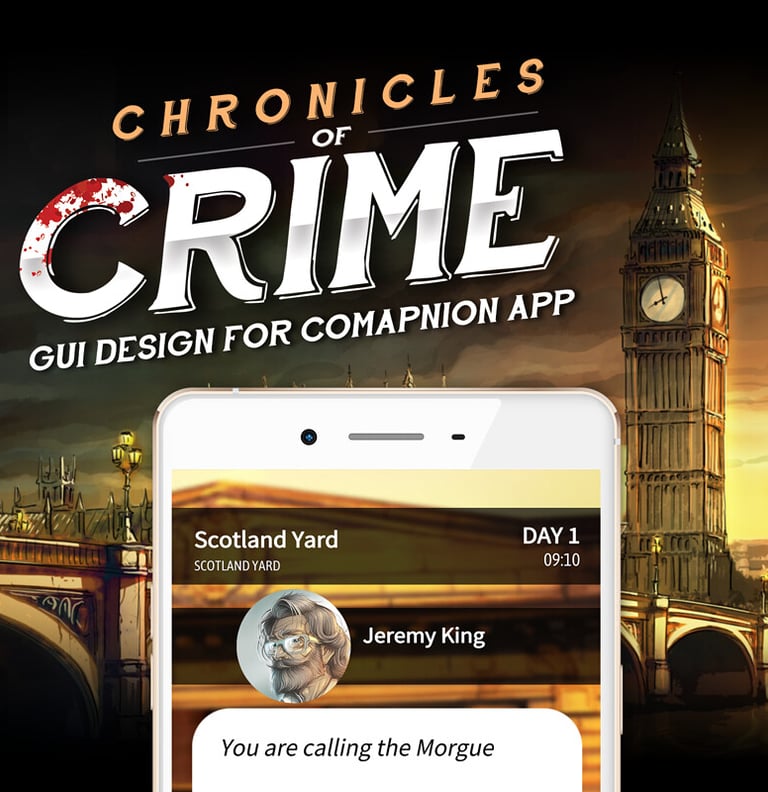GUI Design for Companion App of board game Chronicles of Crime