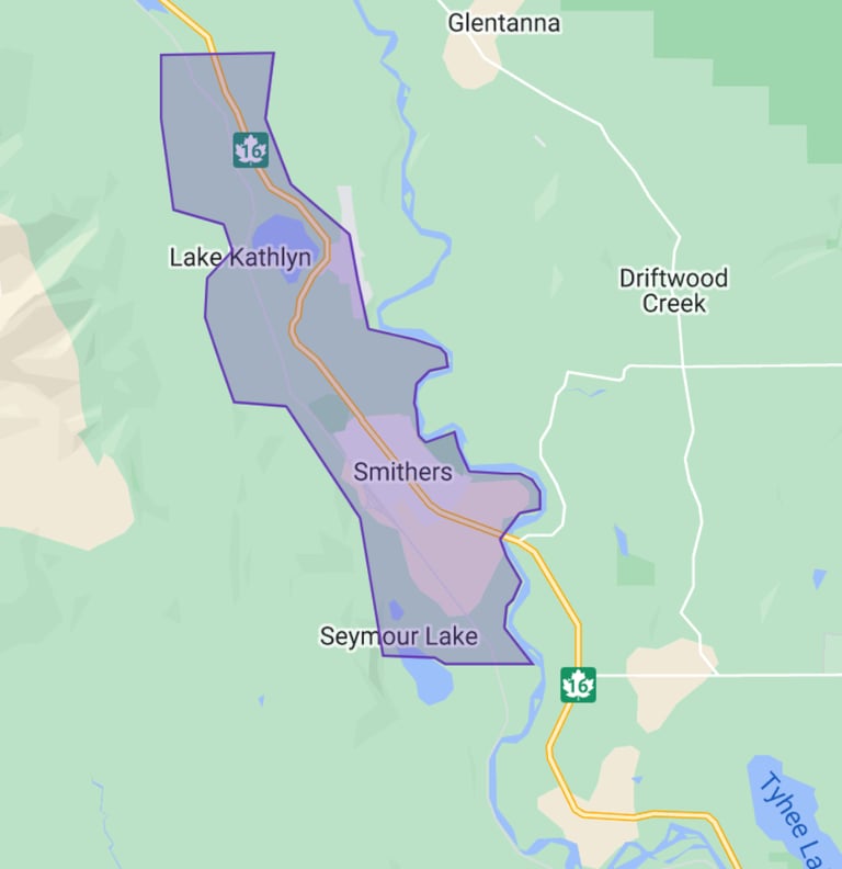 A map of the delivery area for Grouse House Farm home deliveries