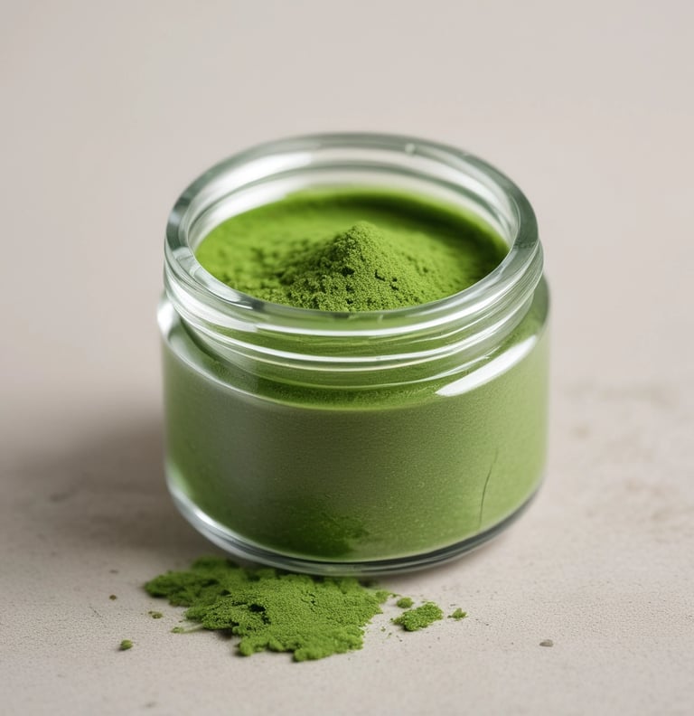 Organic moringa powder in a clear glass jar — nutrient-rich superfood for energy, immunity, and well
