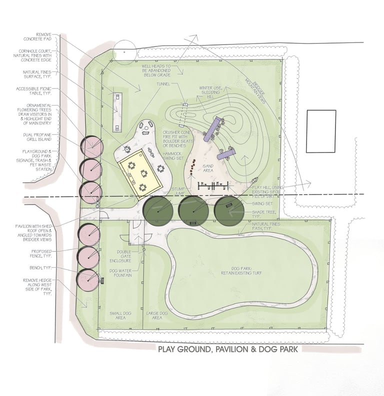 a plan for a playground park with a playground