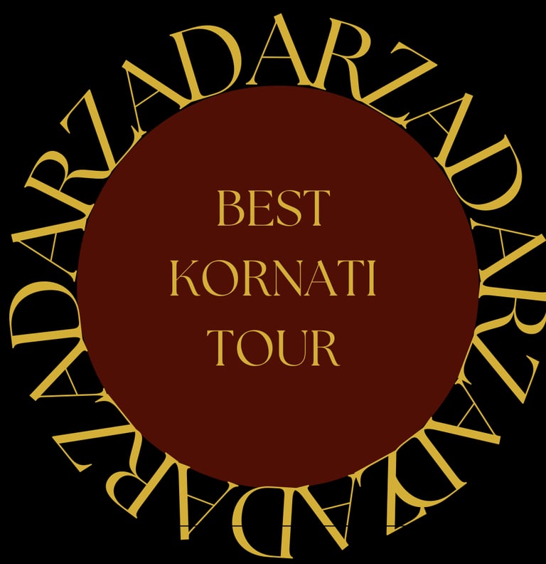 Letters ZADAR surrounding a red circle. Title inside the circle: Best Kornati tour.