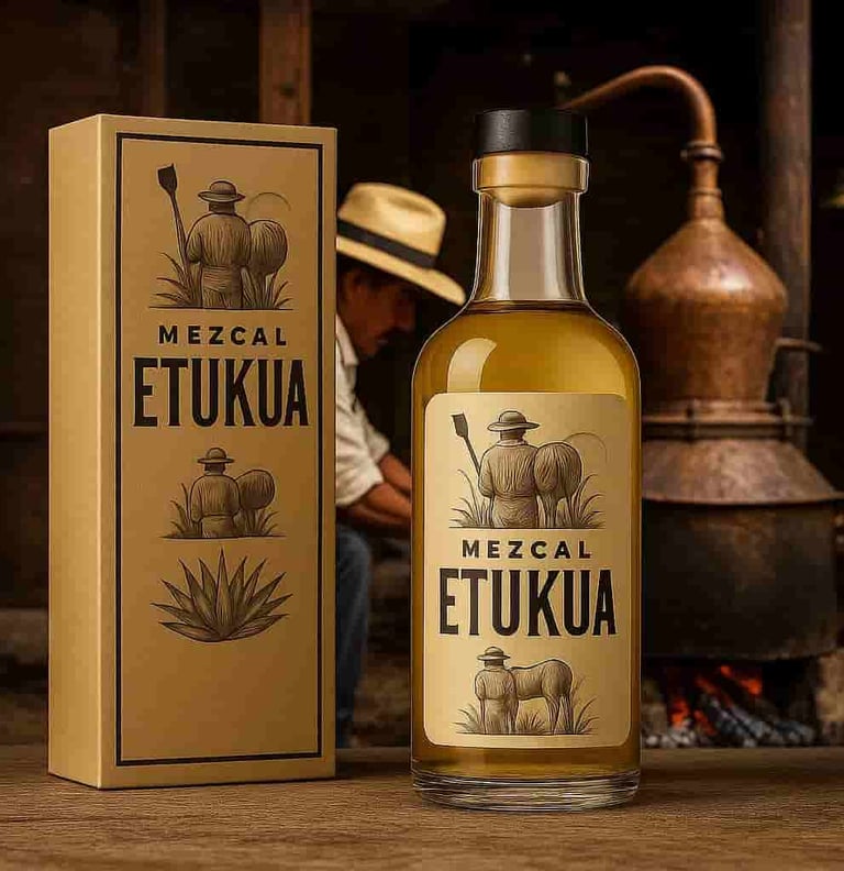 Maestro mezcalero experto supervisando proceso de destilación en alambique de cobre