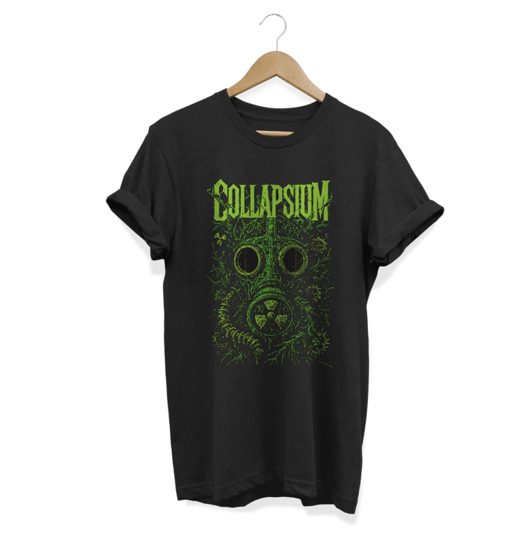 t-shirt noir et vert du groupe de musique collapsium