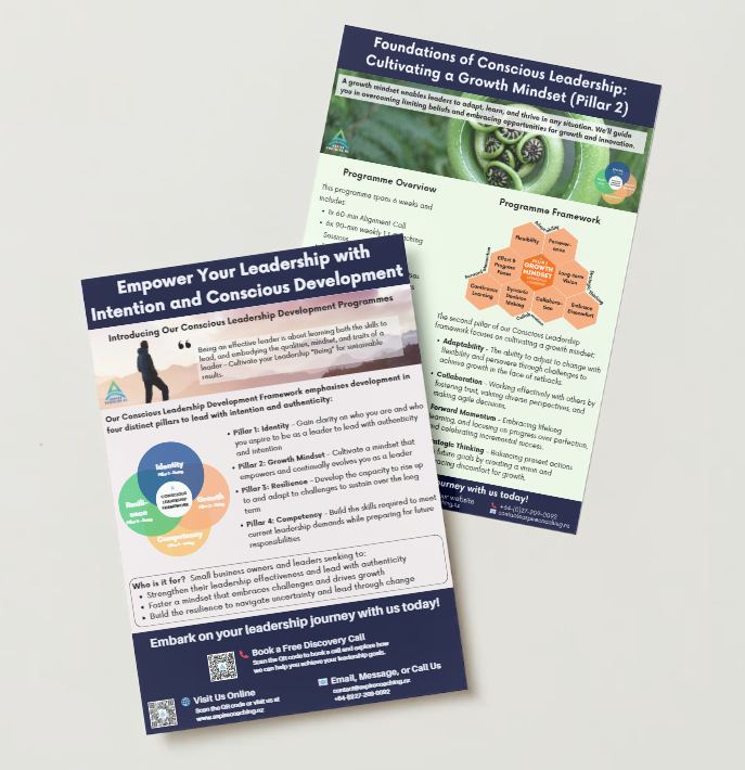 a brochure of a brochure of a person holding a cell phone