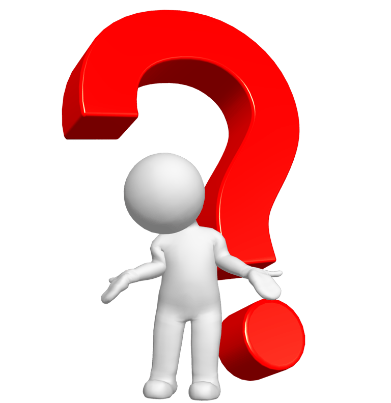 a person standing in front of a red question mark
