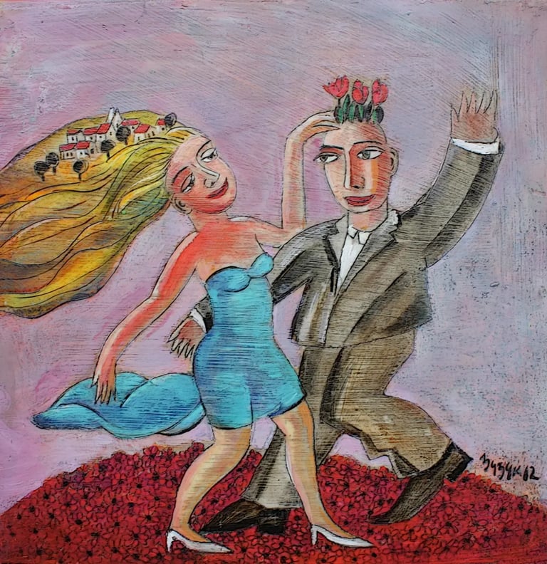 Dance Encaustic on Canvas • 14x14" Available for collectors
