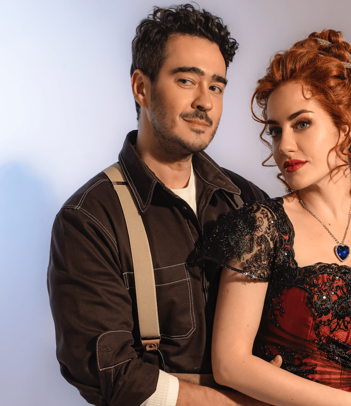 a man and woman in a dress and a man in a dress