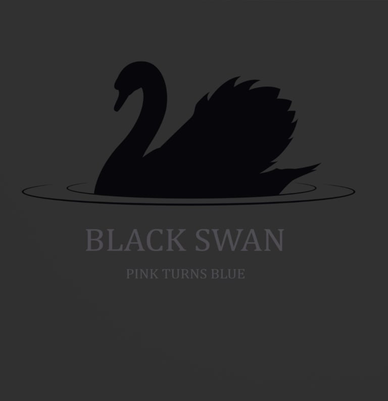 a black swan in a black and white photo