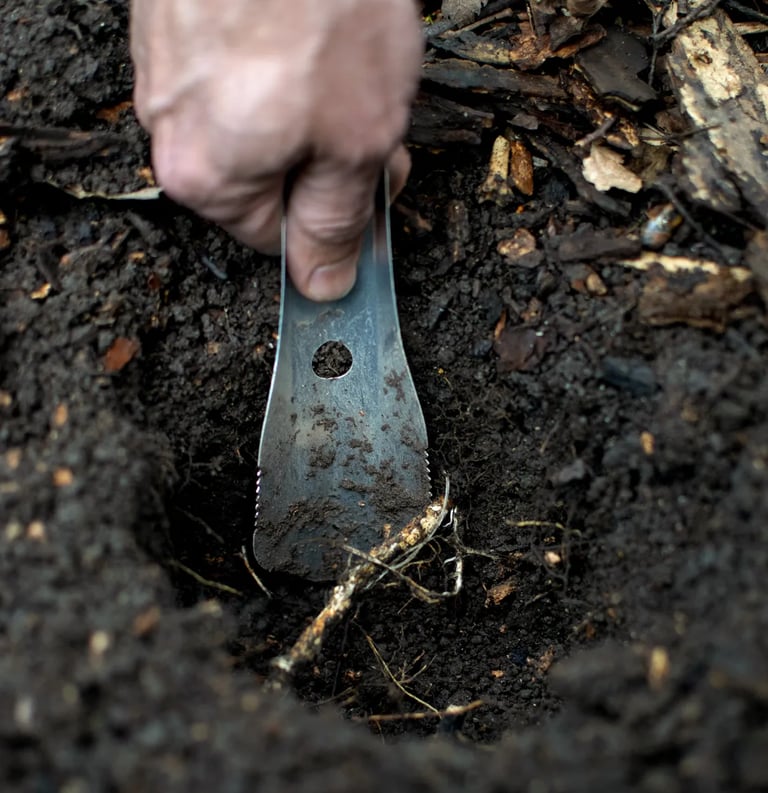boglerco trowel sawing through roots