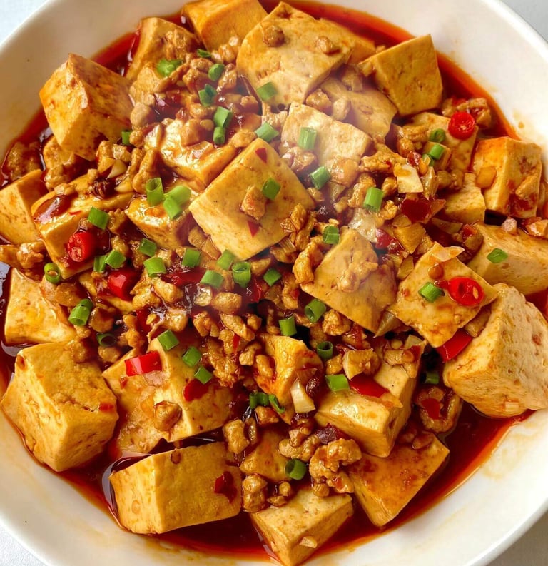 a bowl of food with mapo tofu
