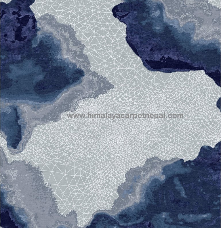 Custom Rugs - Gradient abstract hand-knotted rug with topographic-inspired design