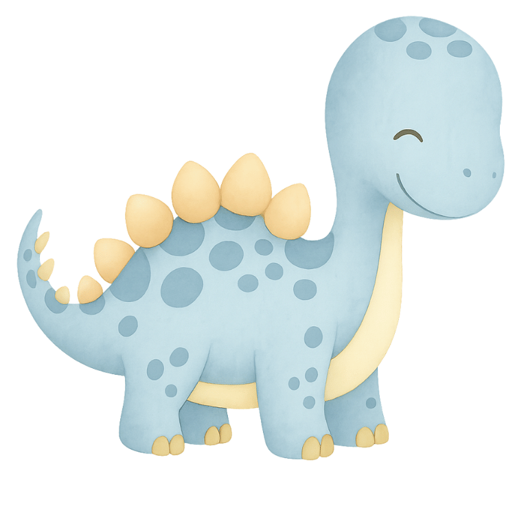 a cartoon dinosaur with a blue and yellow dinosaur