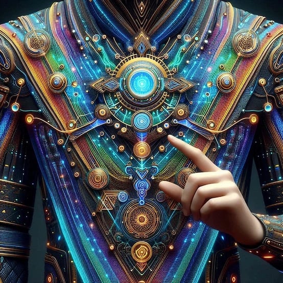 Future holographic vest used for healing and support.