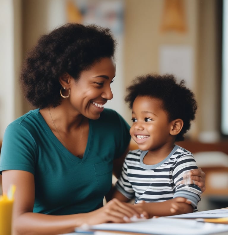 A confident parent and advocate discussing options in a welcoming office setting