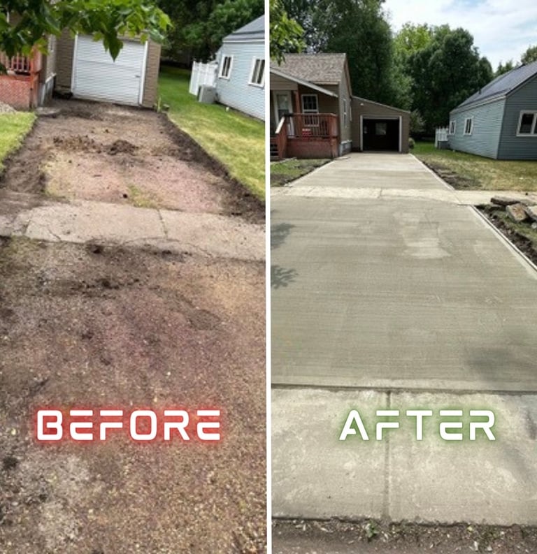 a concrete driveway with a concrete driveway and a driveway