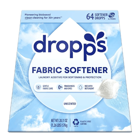 Dropps unscented mineral-based fabric softener pods non-toxic fragrance-free