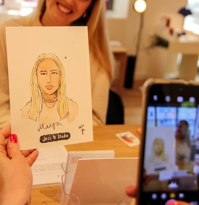 Live-zeichnen buchen Schnellportrait für Firmenveranstaltungen, Fashion und Beauty Events Firmenfeiern zur Kundenbindung